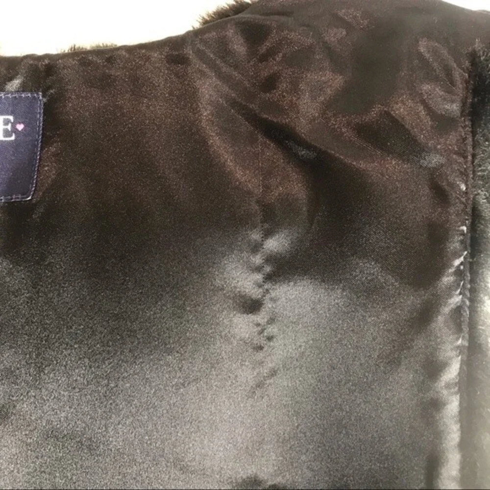 The Children’s Place Girl's Open Front Black Faux Fur Vest Jacket Size XXL 16
